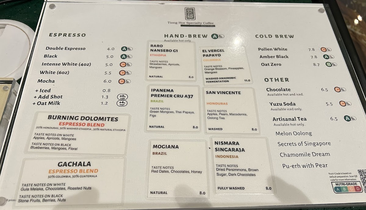 Menu - Tiong Hoe Specialty Coffee photo 1